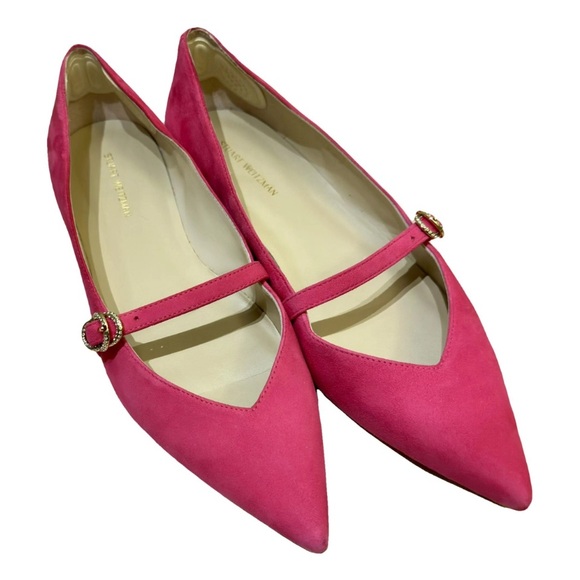 STUART WEITZMAN Pink Crystal Buckle Suede Flat, US8.5, EU39 - Picture 10 of 10